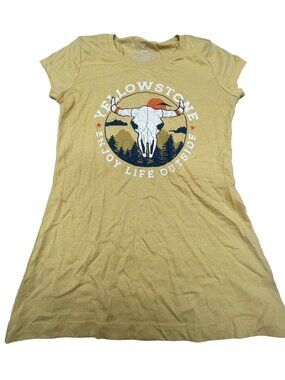wound up short sleeve tee shirt yellow stone cotton blend sheer medium READ